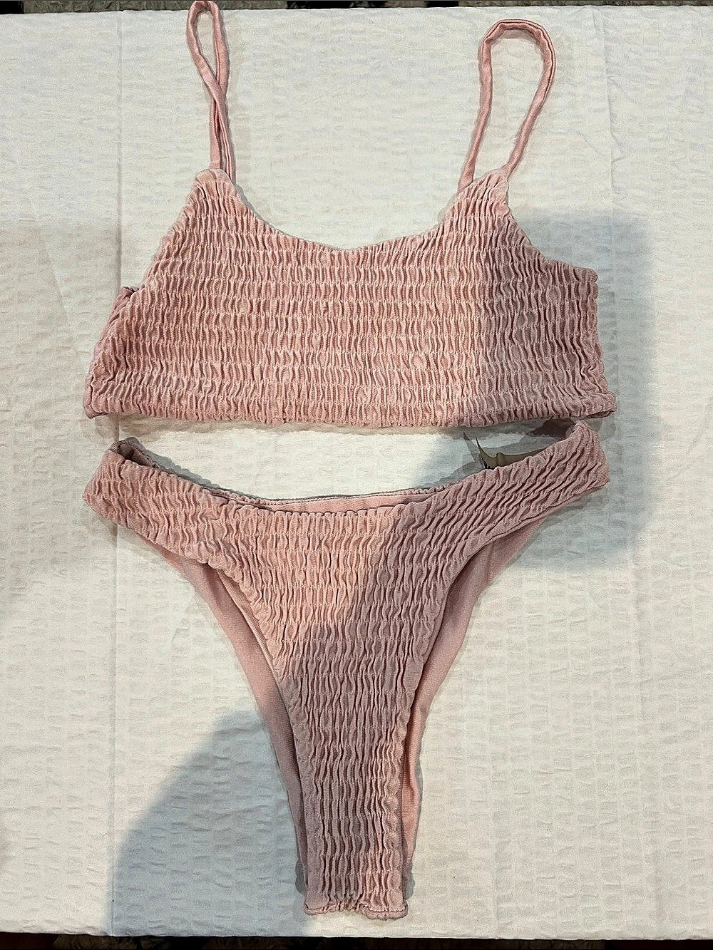 SHEIN Smocked Bikini Set in Pink Size Small Like New